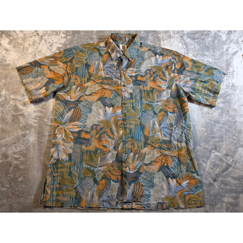 Tori Richard Hawaiian Shirt Mens L Multicolor Tropical Cotton Lawn Vtg USA